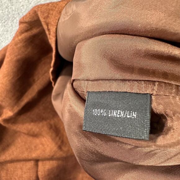 Lafayette 148 Brown Linen Maxi Skirt Women's 14 Flare Back Ruffle Laganlook - Picture 6 of 8